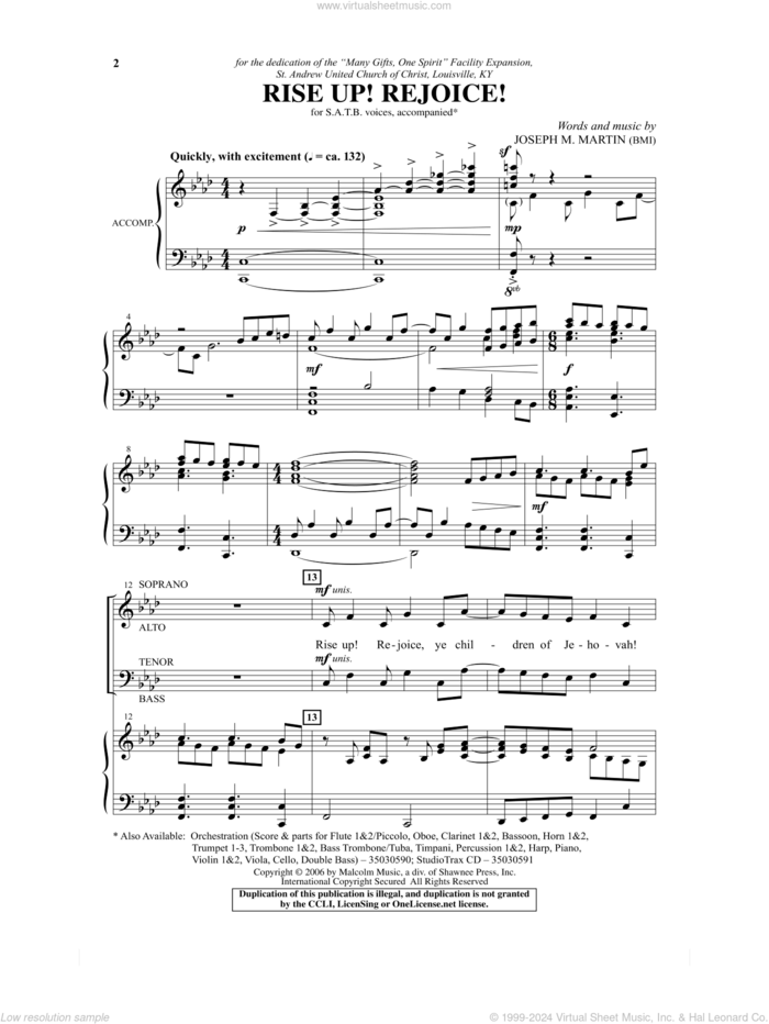 Rise Up! Rejoice! sheet music for choir (SATB: soprano, alto, tenor, bass) by Joseph M. Martin, intermediate skill level