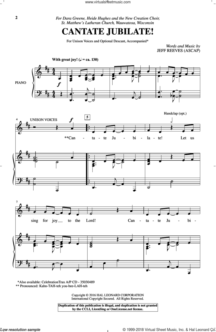 Cantate Jubilate! sheet music for choir by Jeff Reeves, intermediate skill level