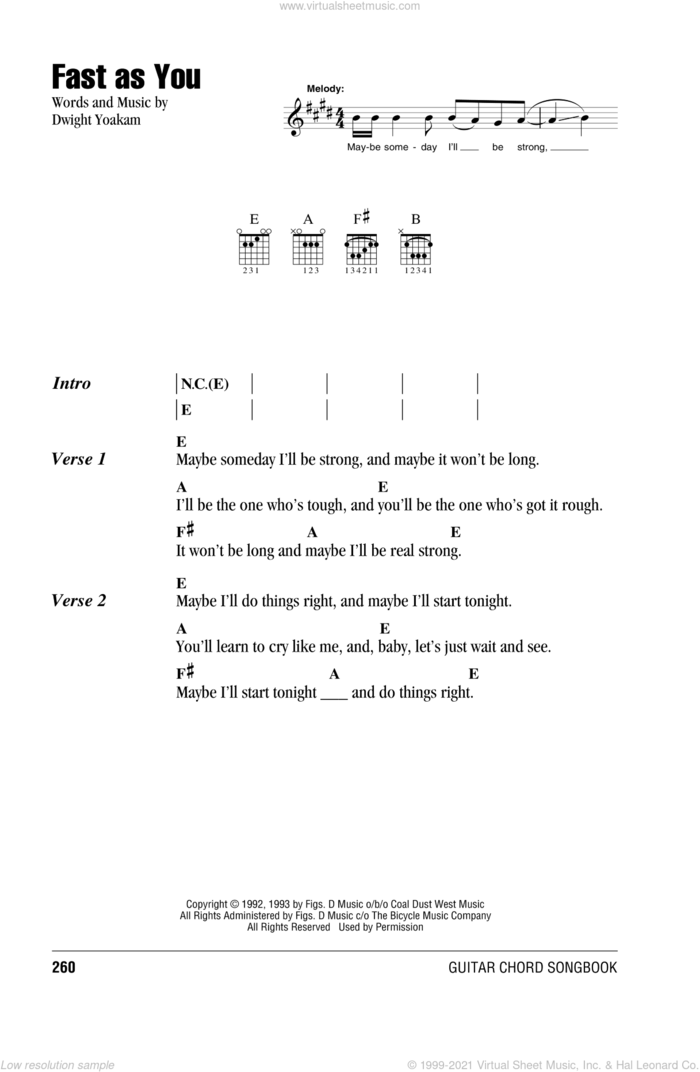 Fast As You sheet music for guitar (chords) by Dwight Yoakam, intermediate skill level