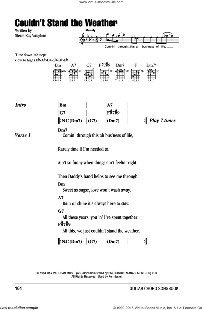 Couldn't Stand The Weather sheet music for guitar (chords) by Stevie Ray Vaughan, intermediate skill level