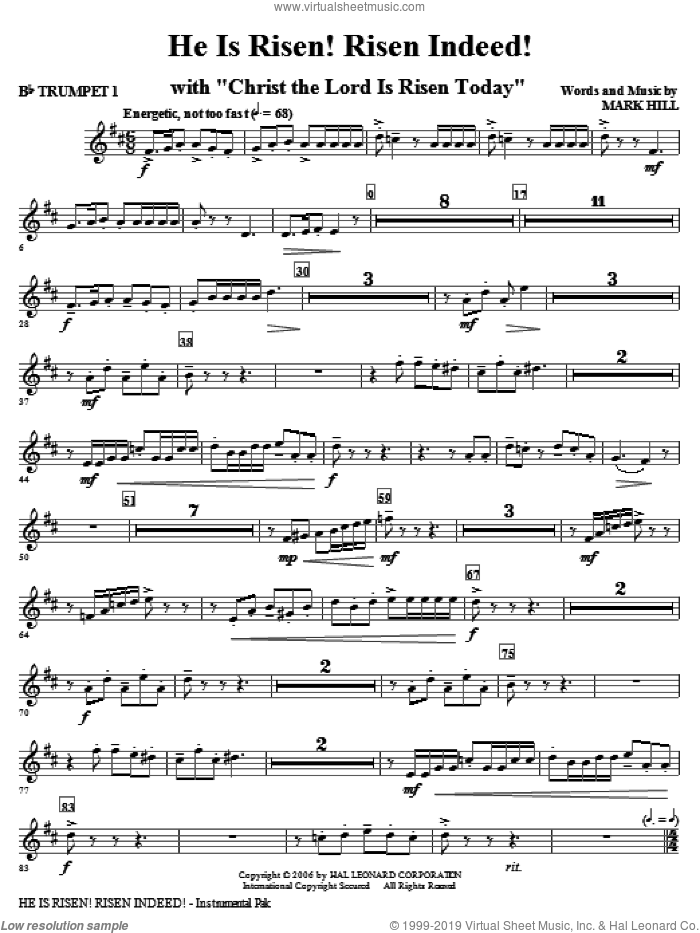 He Is Risen! Risen Indeed! (complete set of parts) sheet music for orchestra/band (Brass) by Mark Hill, intermediate skill level