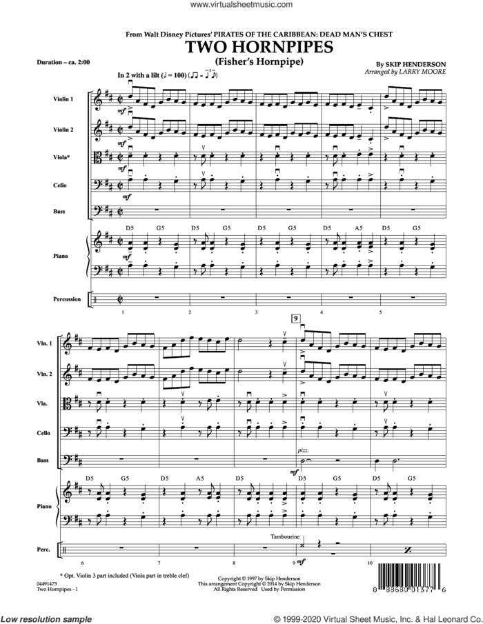 Two Hornpipes (COMPLETE) sheet music for orchestra by Larry Moore and Skip Henderson, intermediate skill level