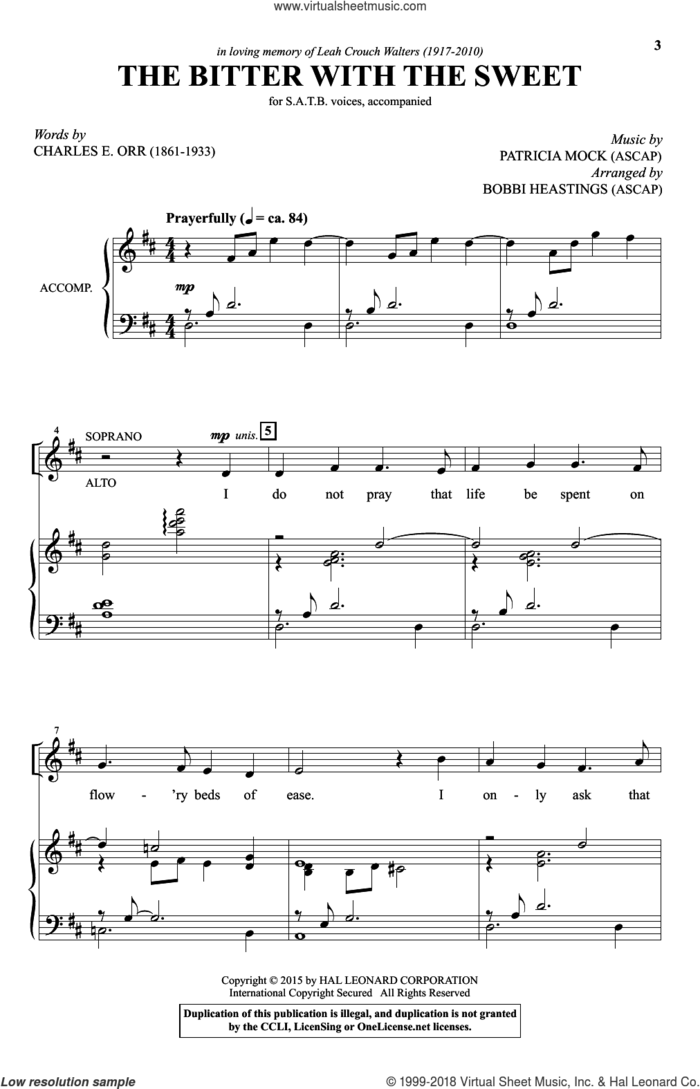The Bitter With The Sweet sheet music for choir (SATB: soprano, alto, tenor, bass) by Patricia Mock, Bobbi Heastings, Charles Orr and Charles E. Orr, intermediate skill level