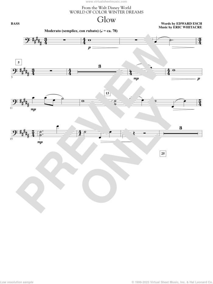 Glow sheet music for orchestra/band (bass) by Eric Whitacre, intermediate skill level