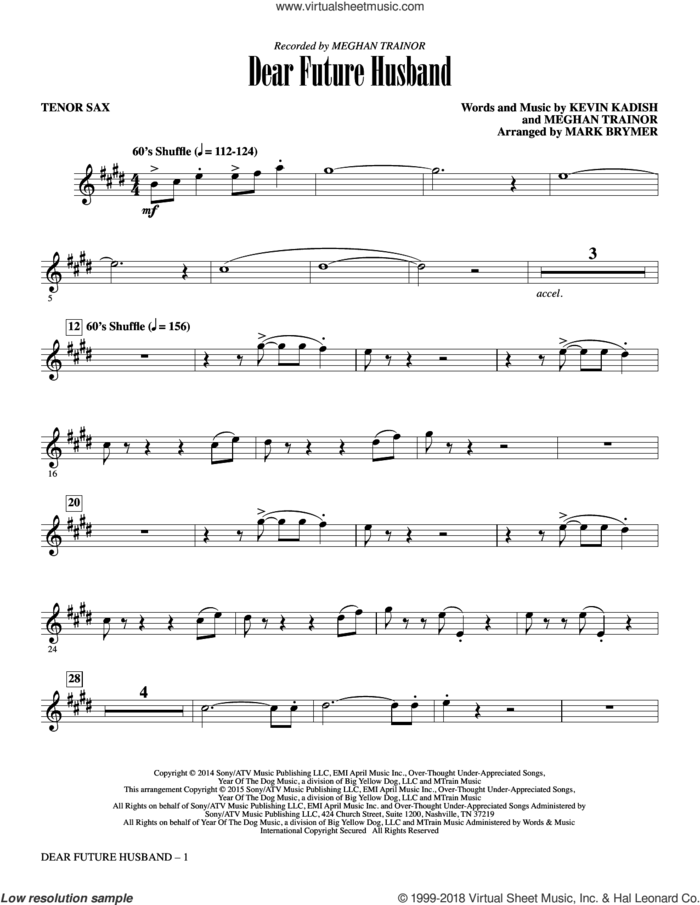 Dear Future Husband (complete set of parts) sheet music for orchestra/band by Mark Brymer, Kevin Kadish and Meghan Trainor, intermediate skill level