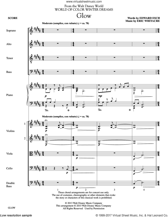 Glow - Optional String Parts (COMPLETE) sheet music for orchestra/band (Strings) by Eric Whitacre, intermediate skill level