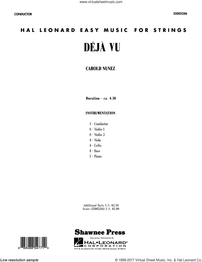 Deja Vu (COMPLETE) sheet music for orchestra by Carold Nuñez, Carold NuAAez and Carold Nunez, intermediate skill level