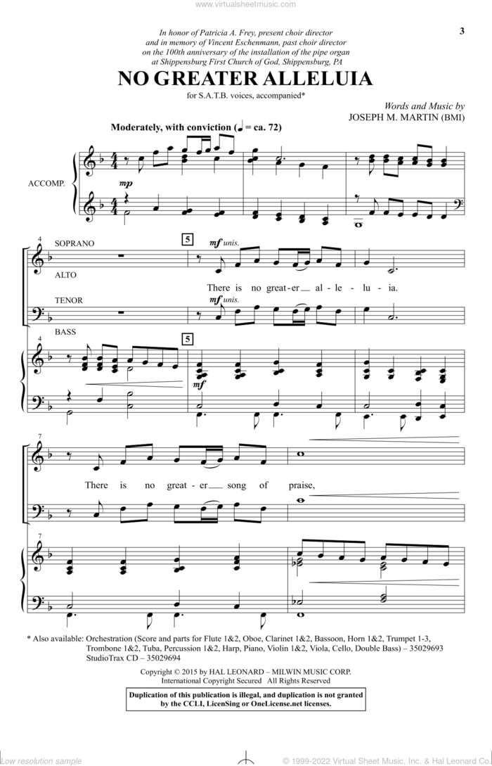 No Greater Alleluia sheet music for choir (SATB: soprano, alto, tenor, bass) by Joseph M. Martin, intermediate skill level