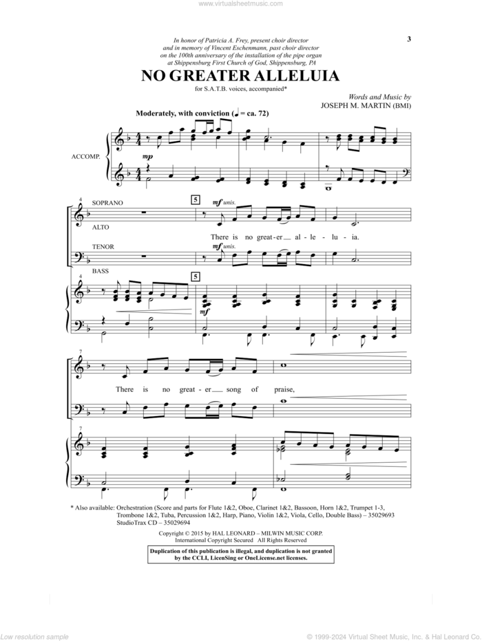 No Greater Alleluia sheet music for choir (SATB: soprano, alto, tenor, bass) by Joseph M. Martin, intermediate skill level