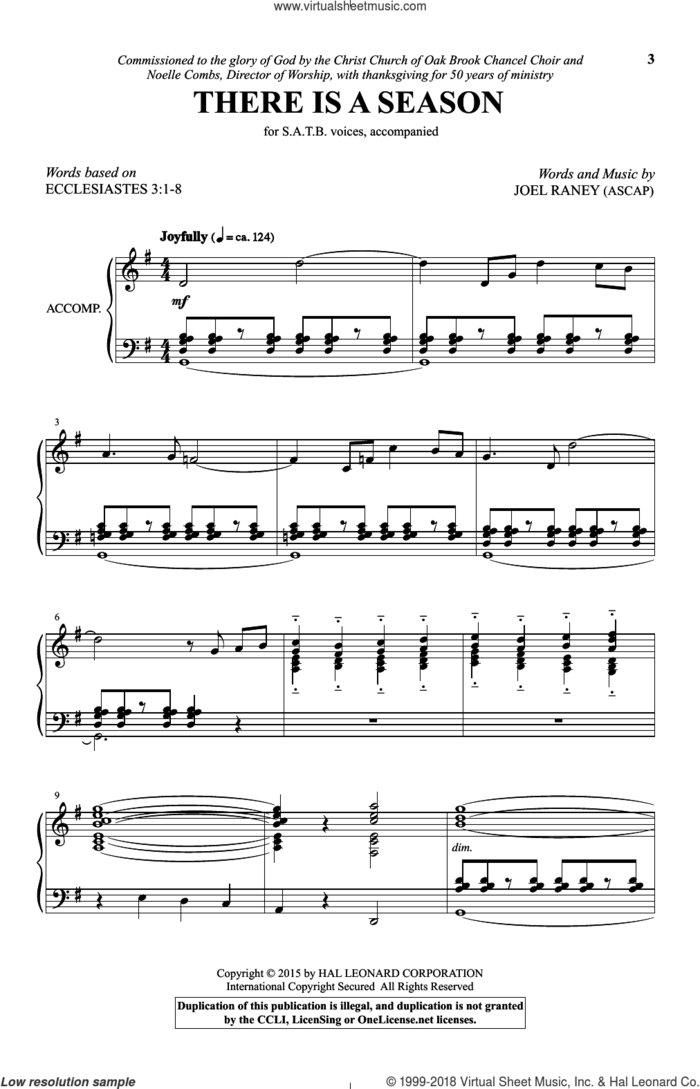There Is A Season sheet music for choir (SATB: soprano, alto, tenor, bass) by Joel Raney, intermediate skill level