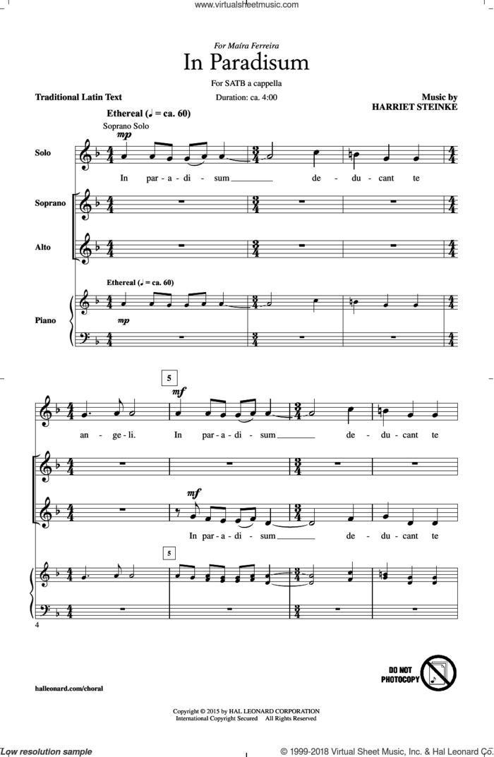 In Paradisum sheet music for choir (SATB: soprano, alto, tenor, bass) by Harriet Steinke and Miscellaneous, intermediate skill level