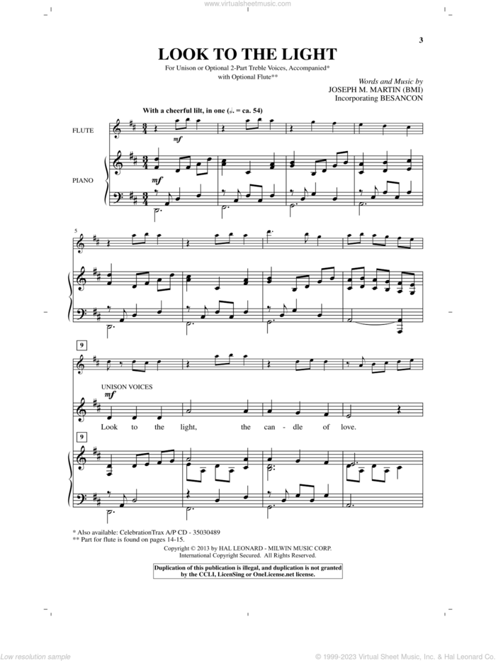 Look To The Light sheet music for choir (2-Part) by Joseph M. Martin and Miscellaneous, intermediate duet