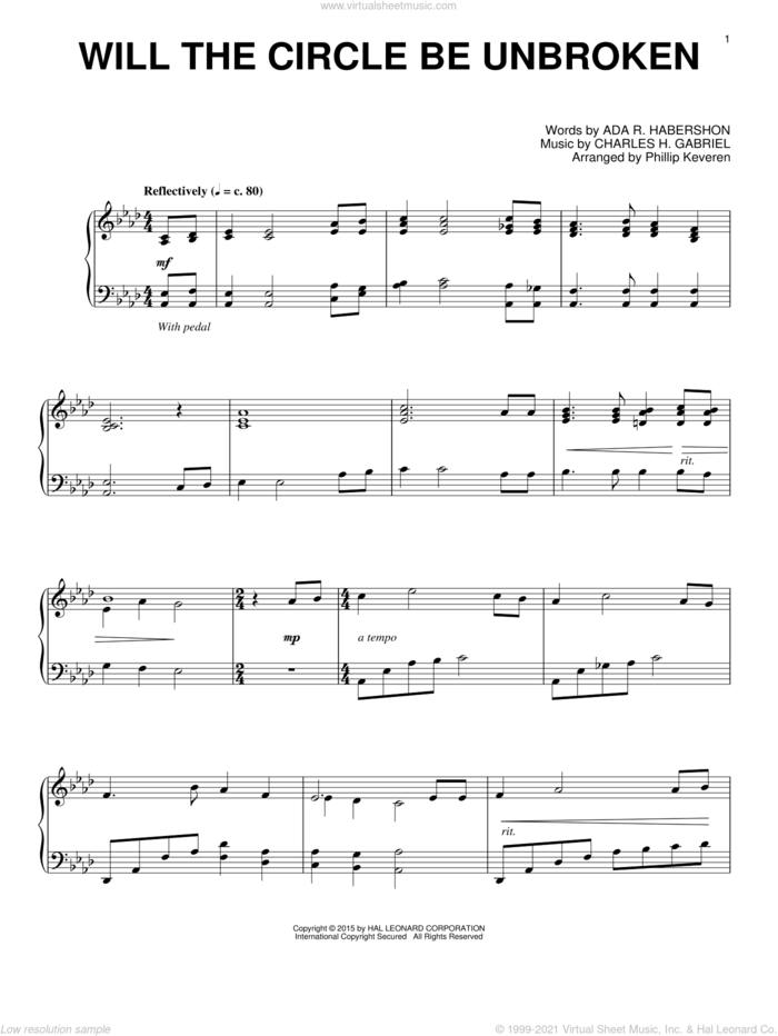 Will The Circle Be Unbroken (arr. Phillip Keveren) sheet music for piano solo by Charles H. Gabriel, Phillip Keveren and Ada R. Habershon, intermediate skill level