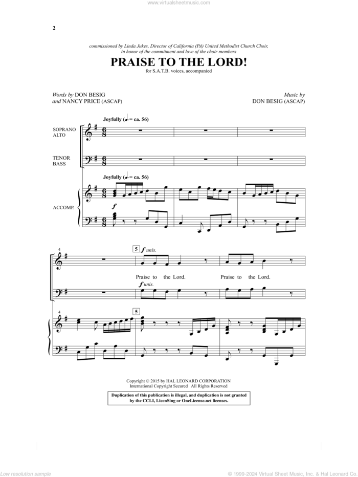 Praise To The Lord! sheet music for choir (SATB: soprano, alto, tenor, bass) by Ludwig van Beethoven, Don Besig and Nancy Price, intermediate skill level