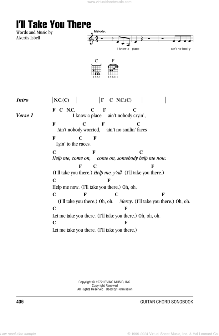 I'll Take You There sheet music for guitar (chords) by The Staple Singers, BeBe and CeCe Winans and Alvertis Isbell, intermediate skill level