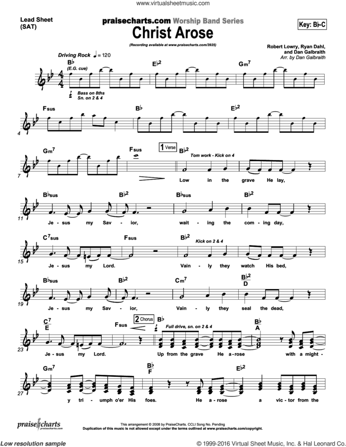 Christ Arose sheet music for voice and other instruments (fake book) by Dan Galbraith and Ryan Dahl/Dan Galbraith/Robert Lowry, intermediate skill level