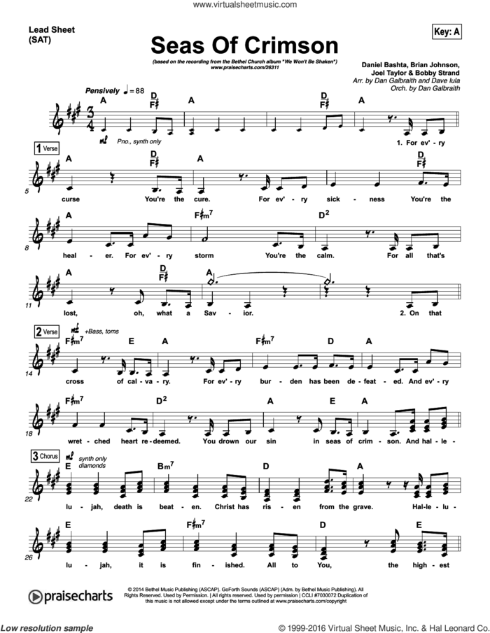 Seas Of Crimson sheet music for voice and other instruments (fake book) by Dan Galbraith and Daniel Bashta/Brian Johnson/Joel Taylor/Bobby Strand, intermediate skill level