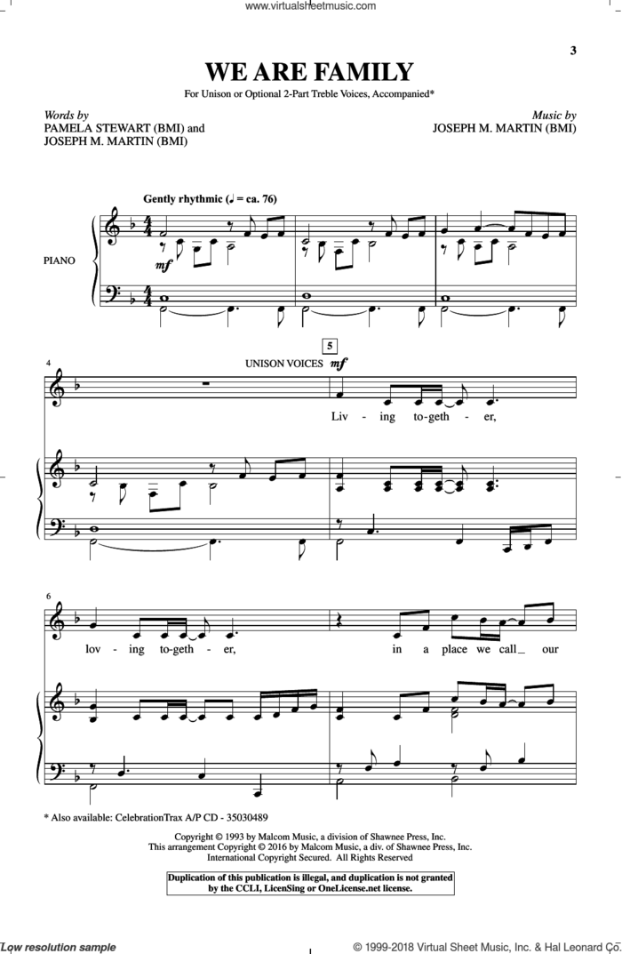 We're A Family sheet music for choir (2-Part) by Joseph M. Martin and Pamela Martin, intermediate duet