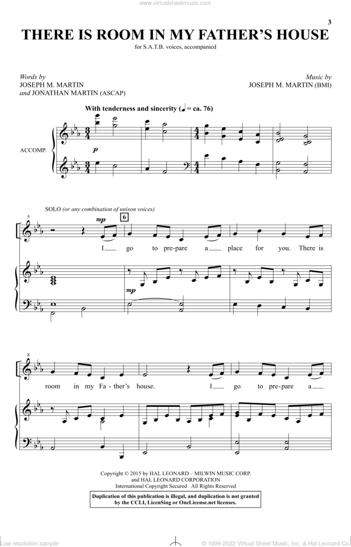 There Is Room In My Father's House sheet music for choir (SATB: soprano, alto, tenor, bass) by Joseph M. Martin and Jonathan Martin, intermediate skill level