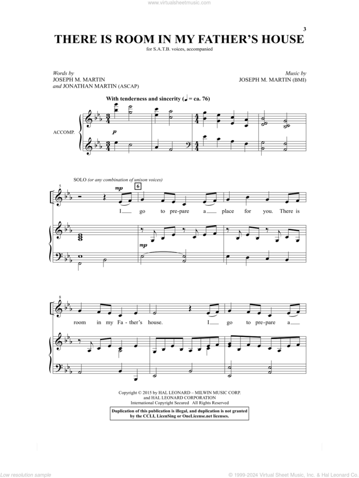 There Is Room In My Father's House sheet music for choir (SATB: soprano, alto, tenor, bass) by Joseph M. Martin and Jonathan Martin, intermediate skill level