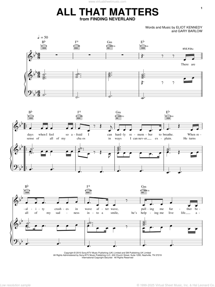 All That Matters sheet music for voice, piano or guitar by Eliot Kennedy and Gary Barlow, intermediate skill level