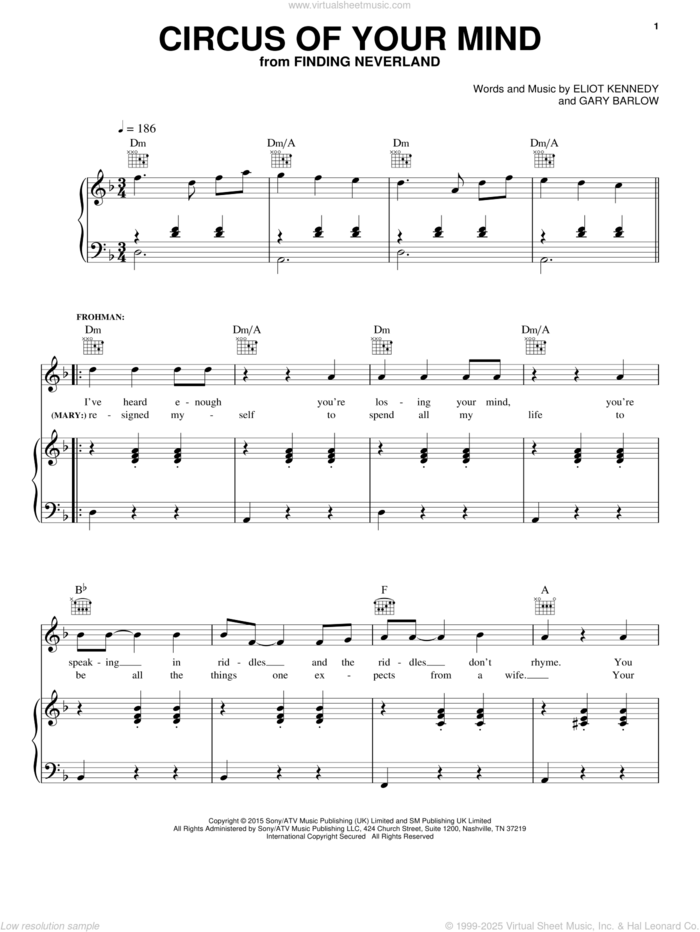 Circus Of Your Mind sheet music for voice, piano or guitar by Eliot Kennedy and Gary Barlow, intermediate skill level