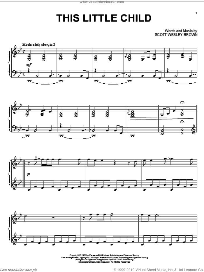 This Little Child sheet music for piano solo by Scott Wesley Brown, intermediate skill level