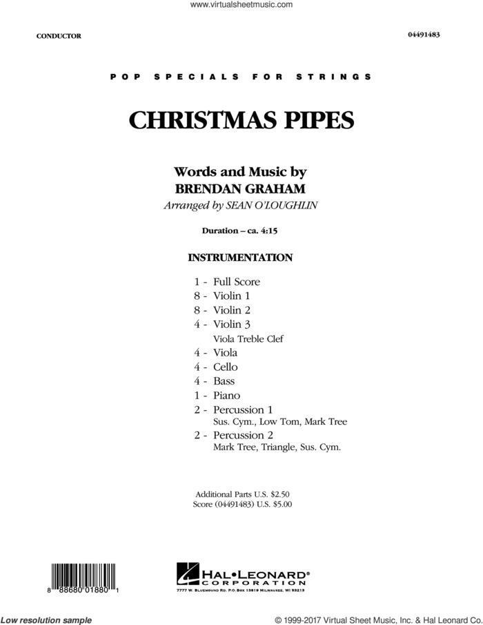 Christmas Pipes (COMPLETE) sheet music for orchestra by Brendan Graham, intermediate skill level