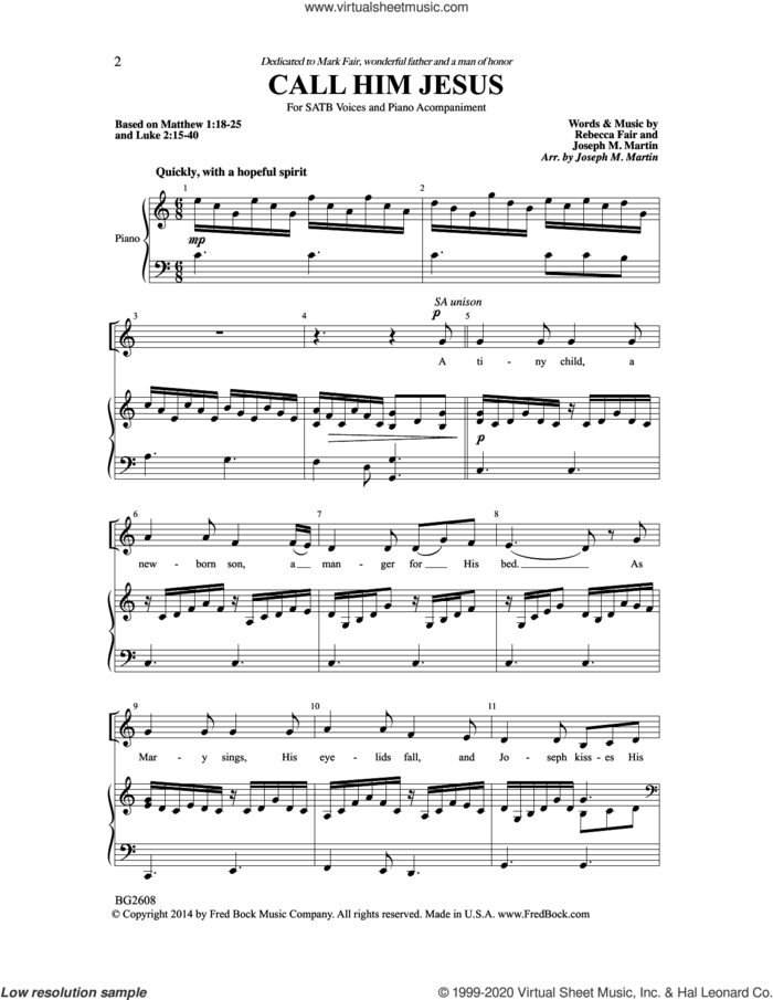 Call Him Jesus sheet music for choir (SATB: soprano, alto, tenor, bass) by Joseph M. Martin and Rebecca Fair/Joseph M. Martin, intermediate skill level