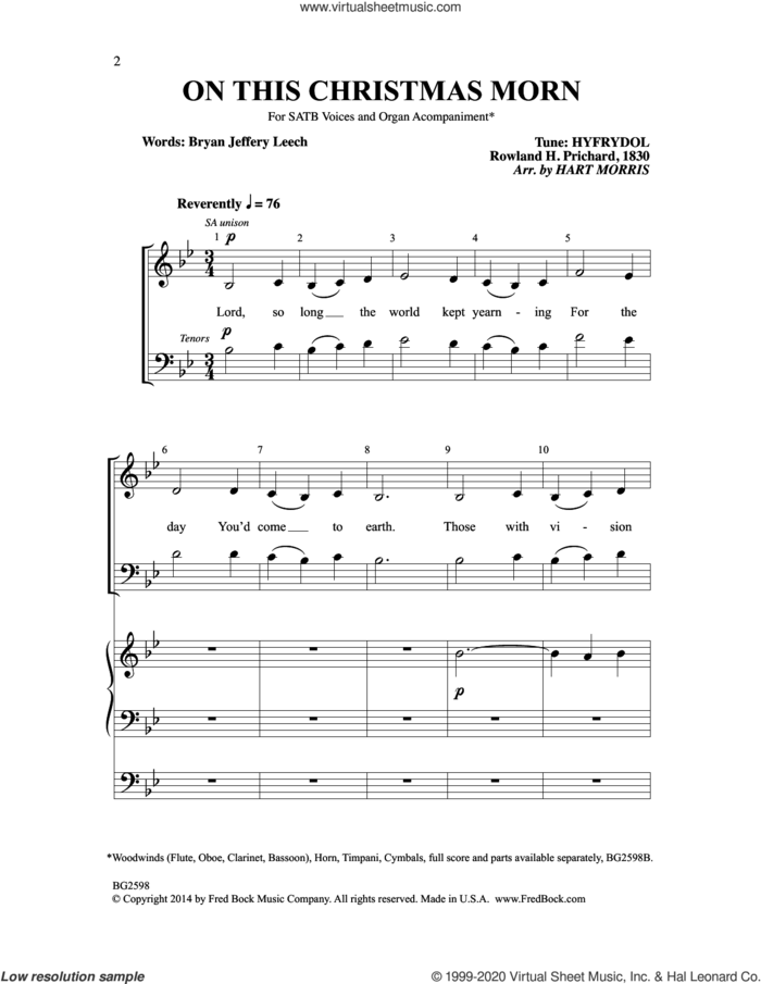 On This Christmas Morn sheet music for choir (SATB: soprano, alto, tenor, bass) by Hart Morris and Bryan Jeffery Leech, intermediate skill level