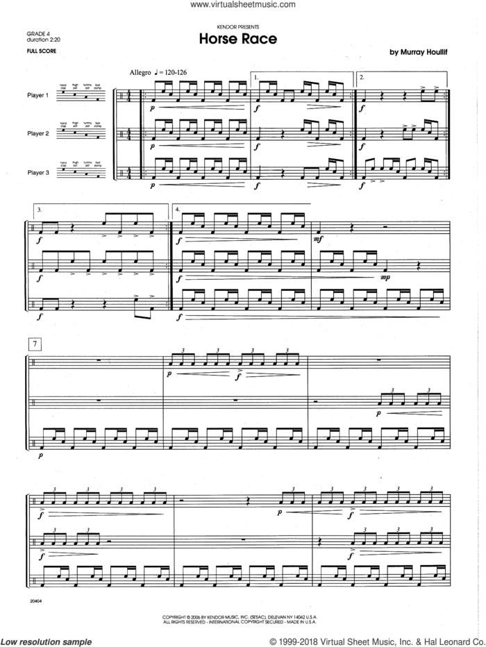 Horse Race (COMPLETE) sheet music for percussions by Houllif, intermediate skill level