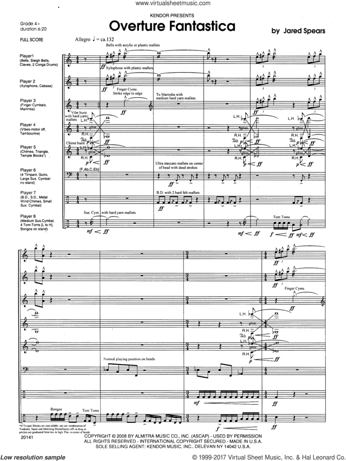 Overture Fantastica (COMPLETE) sheet music for percussions by Jared Spears, intermediate skill level