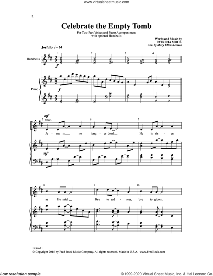 Celebrate the Empty Tomb sheet music for choir (2-Part) by Patricia Mock and Mary Ellen Kerrick, intermediate duet