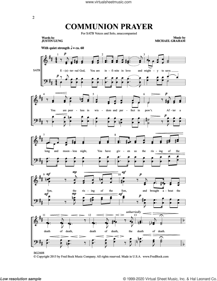 Communion Prayer sheet music for choir (SATB: soprano, alto, tenor, bass) by Michael Graham and Justin Gung, intermediate skill level