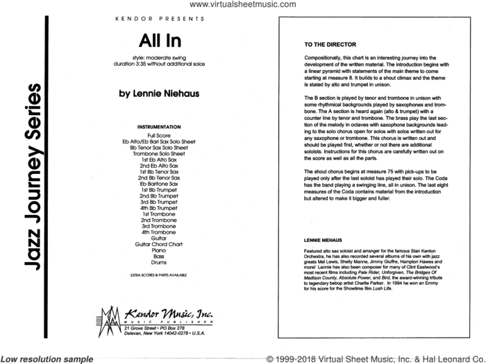 All In (COMPLETE) sheet music for jazz band by Lennie Niehaus, intermediate skill level