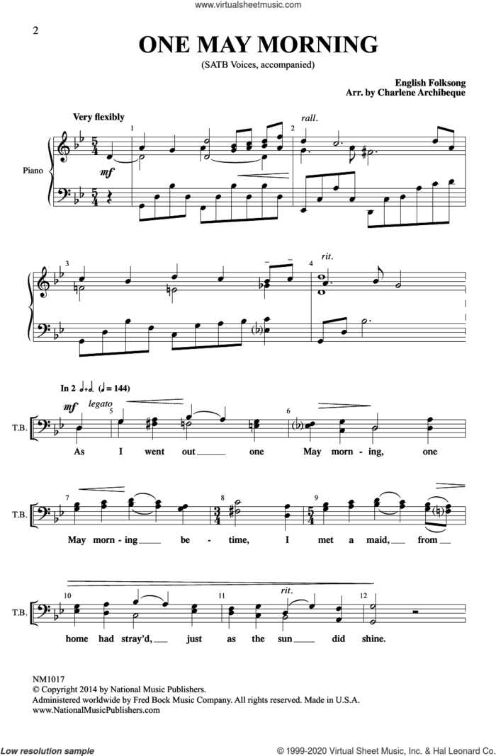 One May Morning sheet music for choir (SATB: soprano, alto, tenor, bass) by Charlene Archibeque, intermediate skill level