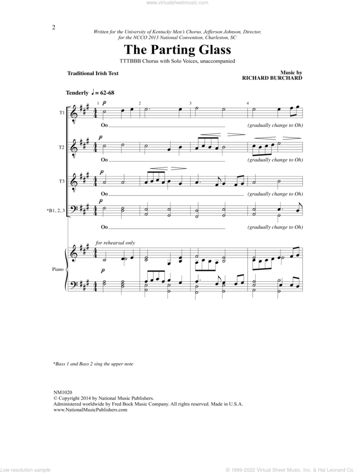 The Parting Glass sheet music for choir (TTTBBB) by Richard Burchard, intermediate skill level