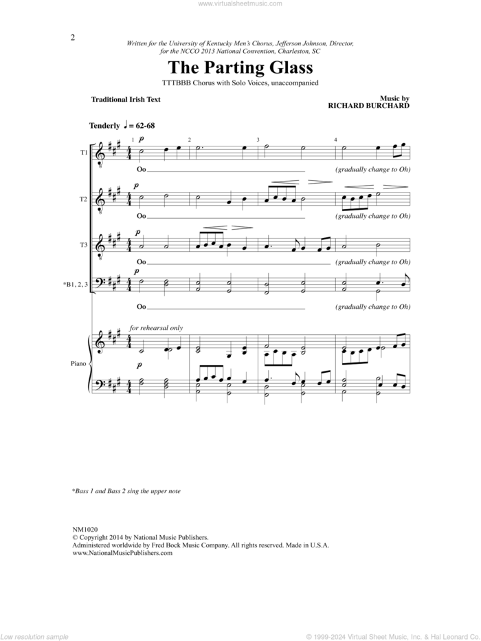 The Parting Glass sheet music for choir (TTTBBB) by Richard Burchard, intermediate skill level