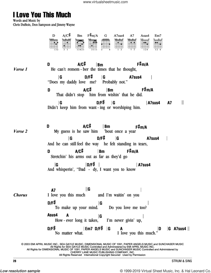 I Love You This Much sheet music for guitar (chords) by Jimmy Wayne, Chris DuBois and Don Sampson, intermediate skill level
