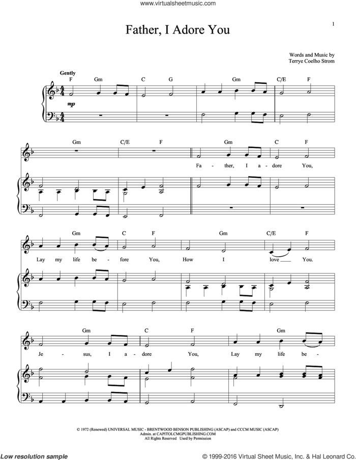 Father I Adore You sheet music for voice and piano by Terrye Coelho, intermediate skill level