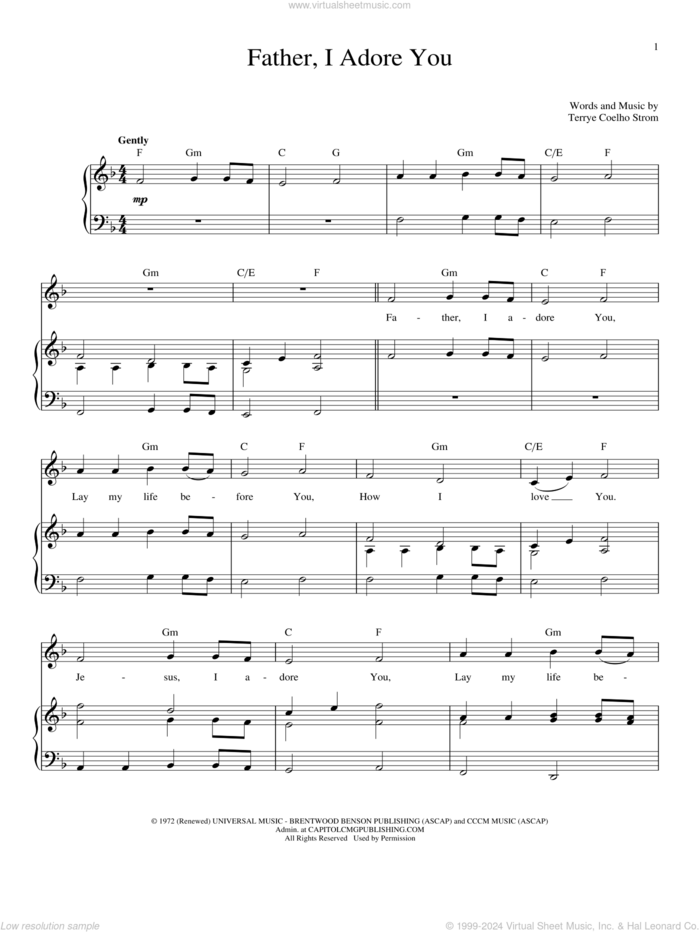 Father I Adore You sheet music for voice and piano by Terrye Coelho, intermediate skill level