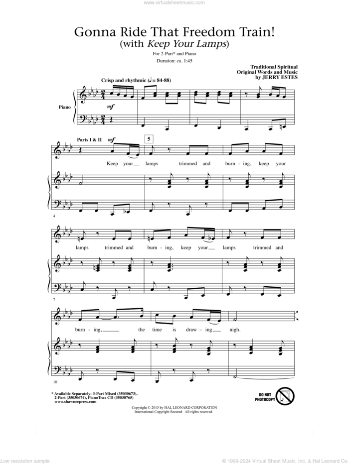 Gonna Ride That Freedom Train! (With Keep Your Lamps) sheet music for choir (2-Part) by Jerry Estes, intermediate duet