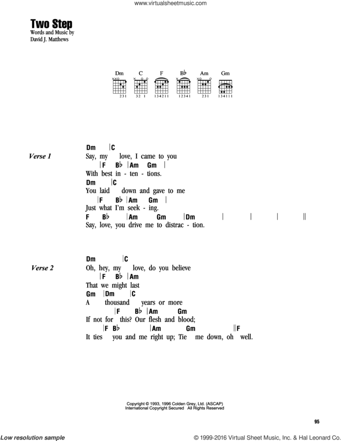 Two Step sheet music for guitar (chords) by Dave Matthews Band, intermediate skill level