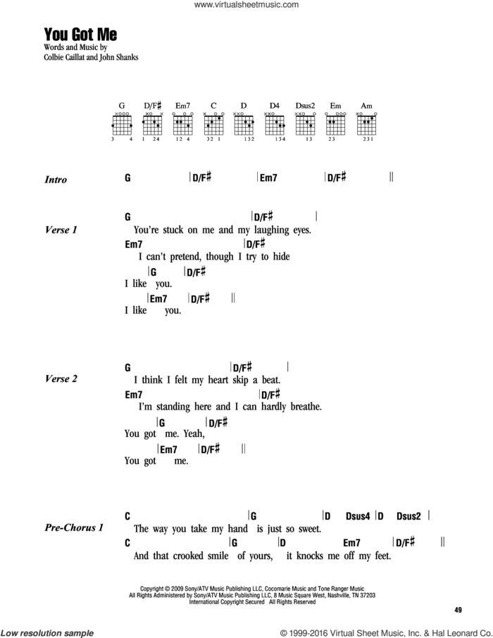 You Got Me sheet music for guitar (chords) by Colbie Caillat and John Shanks, intermediate skill level