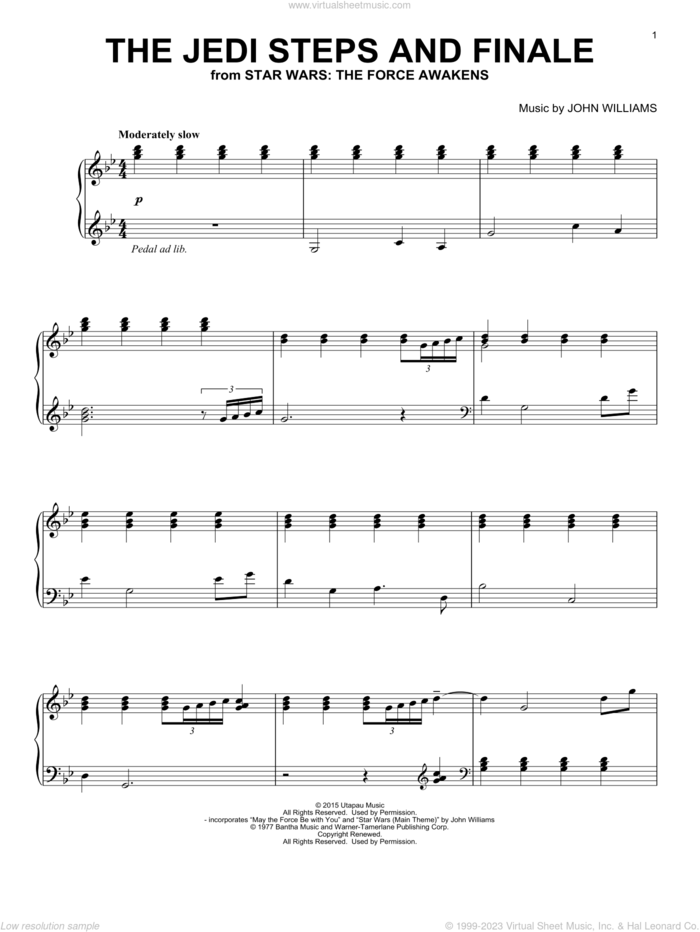 The Jedi Steps And Finale, (intermediate) sheet music for piano solo by John Williams, intermediate skill level