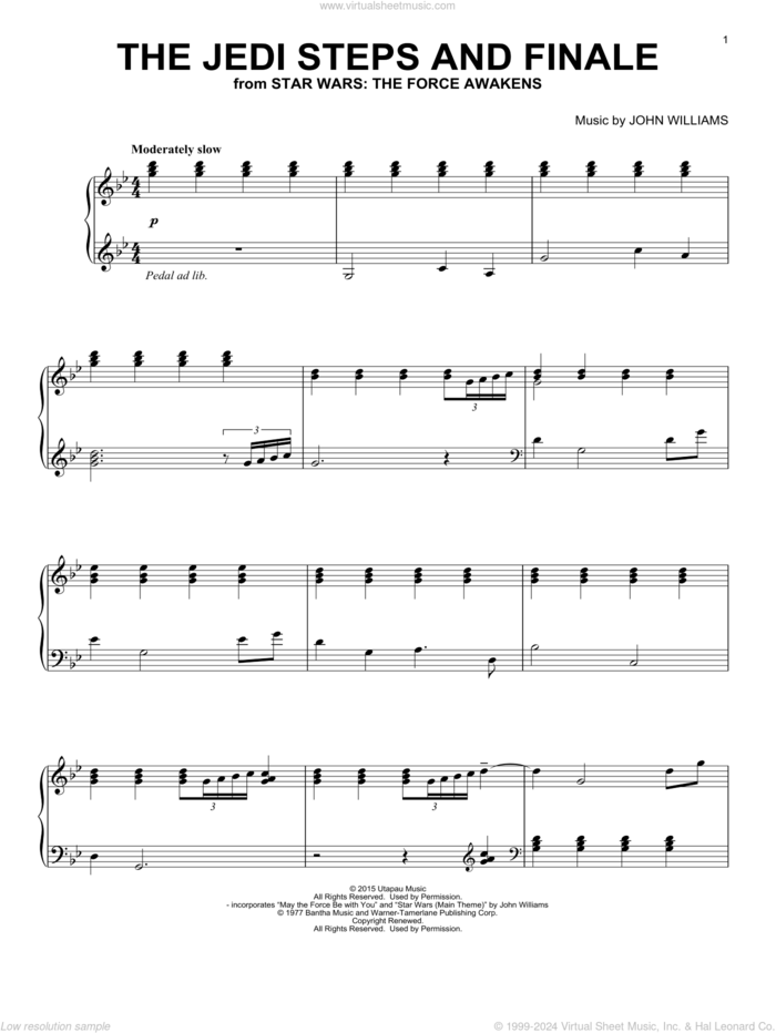 The Jedi Steps And Finale, (intermediate) sheet music for piano solo by John Williams, intermediate skill level