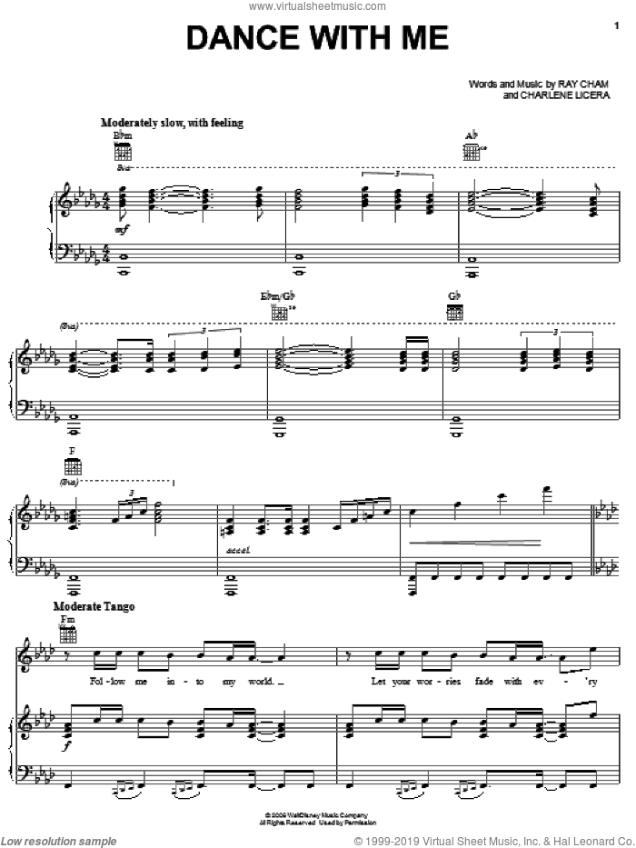 Dance With Me sheet music for voice, piano or guitar by The Cheetah Girls, Charlene Licera and Ray Cham, intermediate skill level