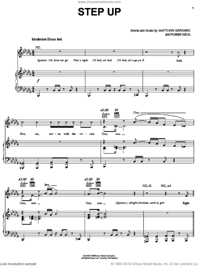 Step Up sheet music for voice, piano or guitar by The Cheetah Girls, Matthew Gerrard and Robbie Nevil, intermediate skill level