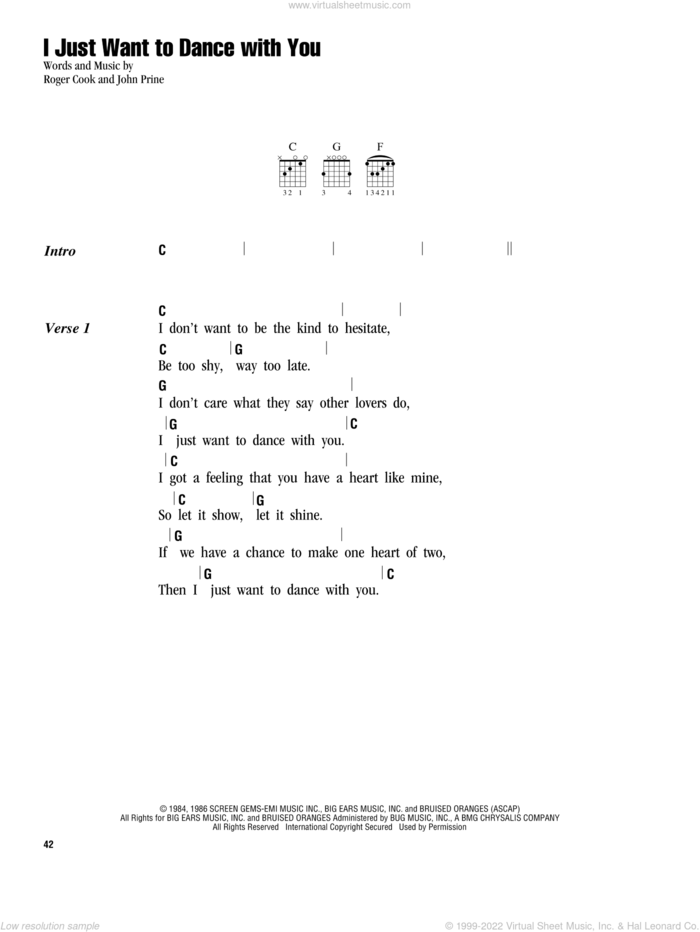 I Just Want To Dance With You sheet music for guitar (chords) by George Strait, John Prine and Roger Cook, intermediate skill level