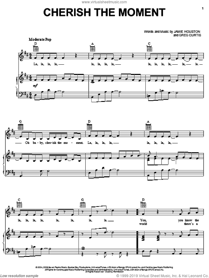 Cherish The Moment sheet music for voice, piano or guitar by The Cheetah Girls, Greg Curtis and Jamie Houston, intermediate skill level